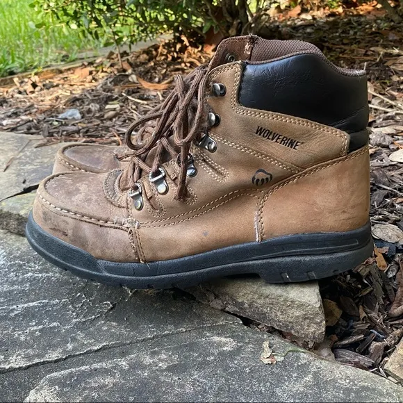 Wolverine MOC TOE Gore-Tex BROWN WORK BOOT Size 9M Distressed Heavy Duty Boots