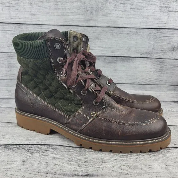 Wolverine 'Birch' Moc Toe Boot Dark Brown Leather / Green Synthetic Size 13 M