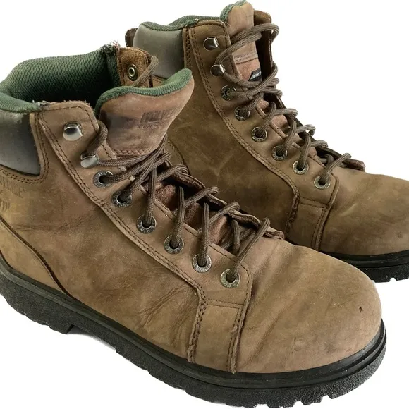 Wolverine brown leather work boots mens 8.5 oil resistant W01074 Manawa lace up