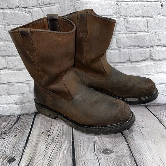 Wolverine W04707 Wellington Steel Toe Brown Work Boot Mens 11 EW Extra Wide