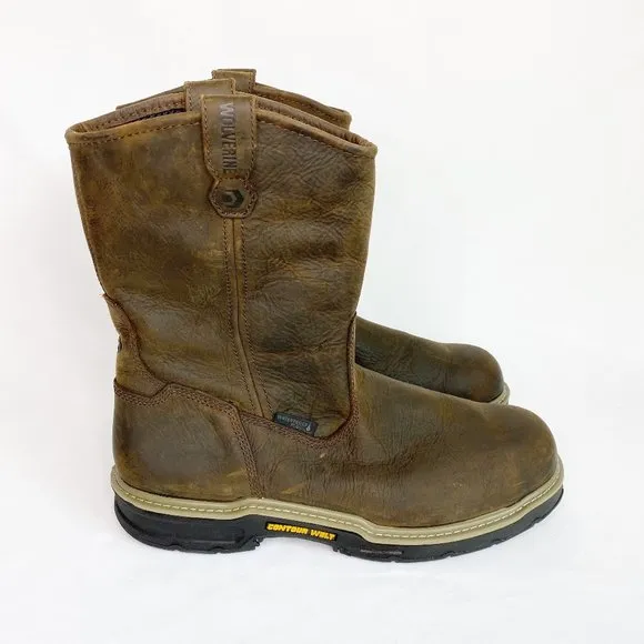 Wolverine Bandit Brown Leather Mid Calf Pull On Industrial Boots Size 13…