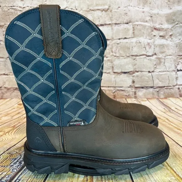 Wolverine Waterproof Square Steel Toe Western Snake Print Boots Extra Wide 7