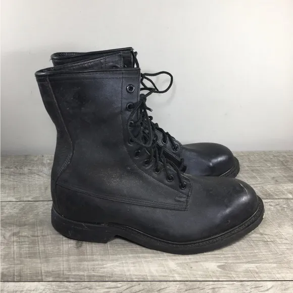 Vtg 90's Mens Combat Work Steel Toe Punk Leather Motorcycle Biker Boots Size 7.5