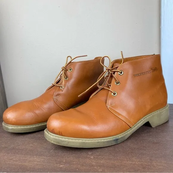 Wolverine Leather Vintage Chukka Lace Up Low Oil Resistant Tan Boots Sz 11 / 11M
