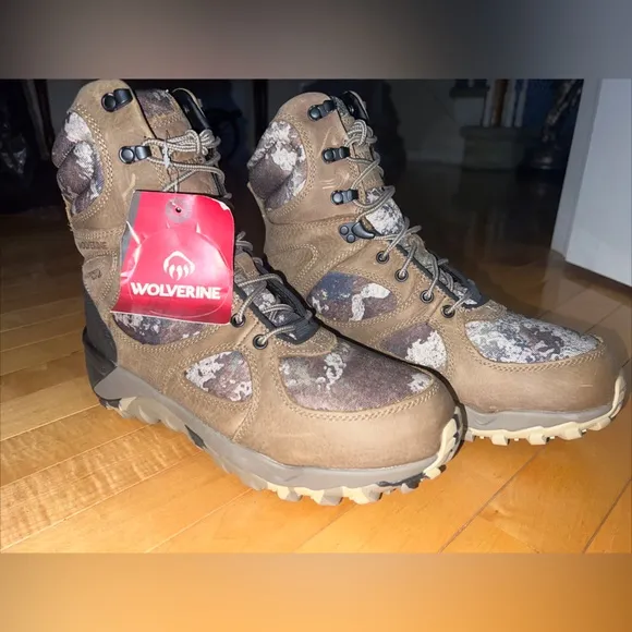 Mens 10.5 M Wolverine Field Guide Gravel Camo 8" Hunting Boots Work New