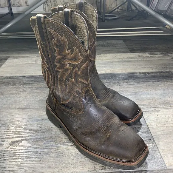 Wolverine Square Toe Rancher Leather Boots Mens Size 9.5 M Steel Toe