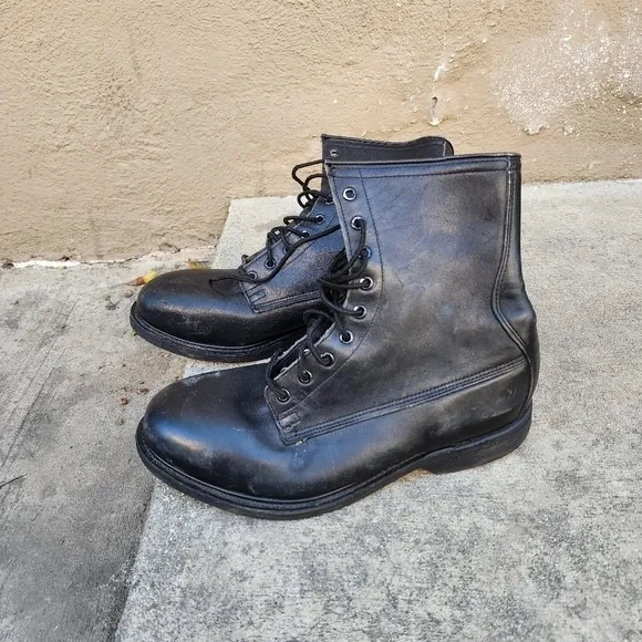𝅺wolverine Vintage Black Leather Boots Combat Mens Size 8 1/2
