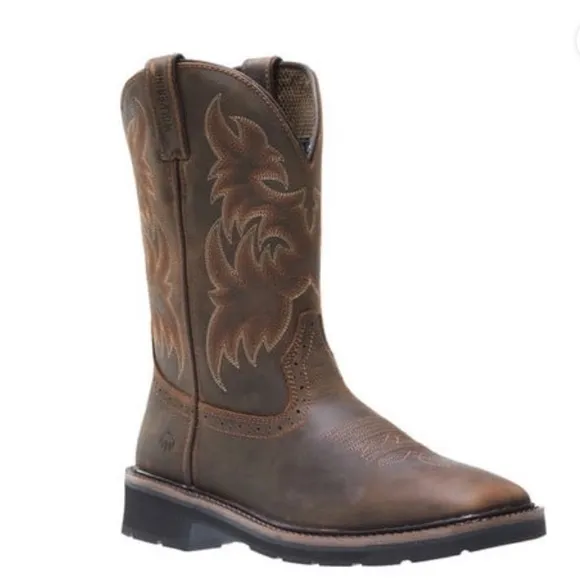 Men's Wolverine Rancher Square Steel Toe 10" Wellington Boot size 9.5M