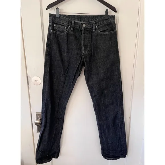 3Sixteen Black Gray Selvedge Raw Denim Straight Jeans SL200x Size 36 Waist 34"
