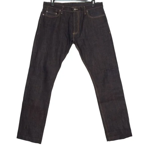 NWOT 3Sixteen Mens Jeans ST-140X Heavy Brown Weft Selvage Button Fly Blue 38 DB