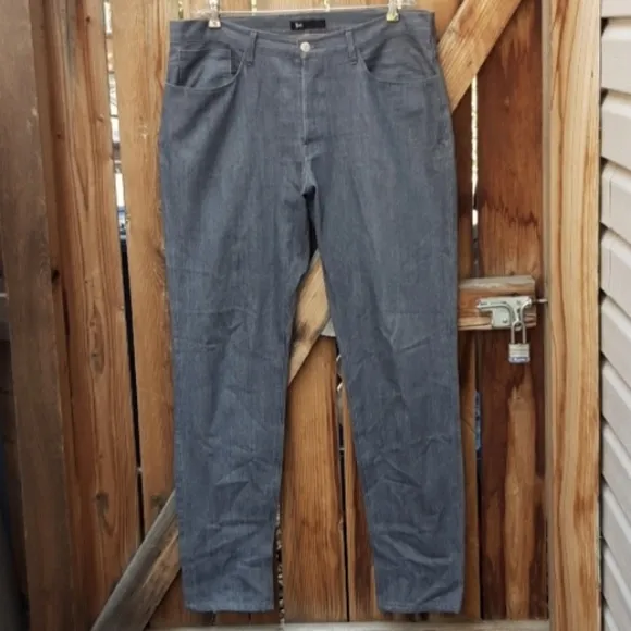 3x1 NYC gray button fly slim straight jeans mens