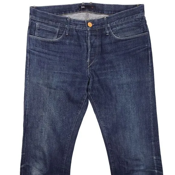 3X1 M4 Selvedge Jeans Mens 33x38 Dark Wash Slim Straight Designer 10.5" Rise