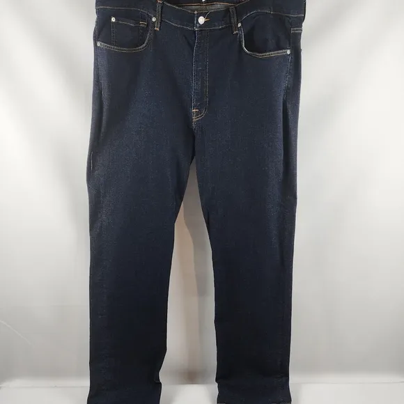 7 FOR ALL MANKIND Mens Dark Wash Active Sport Straight Blue Jeans Size 42X32