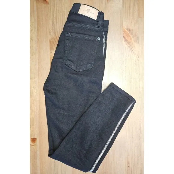 $228 7 For All Mankind Luxe Vintage High Waist Ankle Skinny 24 in Black (24x26)