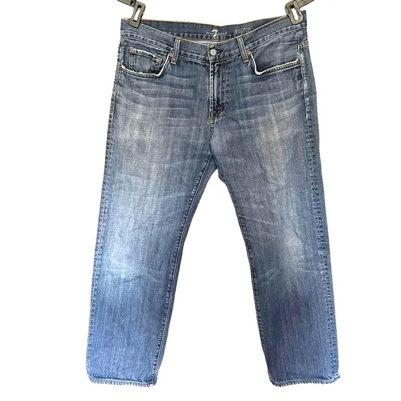 7 FOR ALL MANKIND  Austyn Mens Jeans Size 36 Straight Leg Stretch Blue Denim