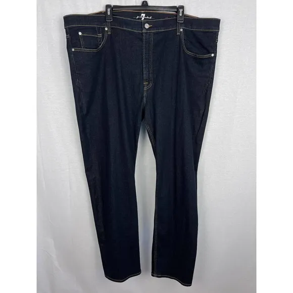 7 For All Mankind Men's Straight Leg Dark Blue Wash Denim Jeans
