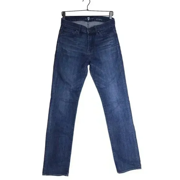 Mens 7 For All Mankind Slimmy Jeans in Faded Dark Indigo Size 28