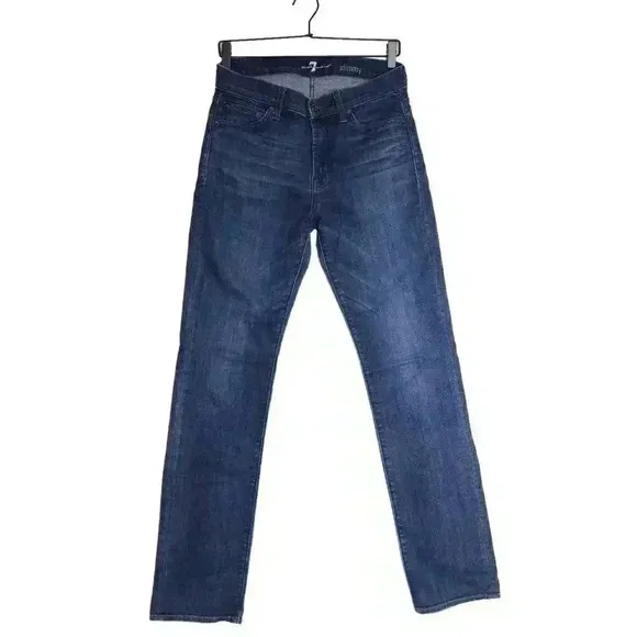 Mens 7 For All Mankind Slimmy Jeans in Faded Dark Indigo Size 28