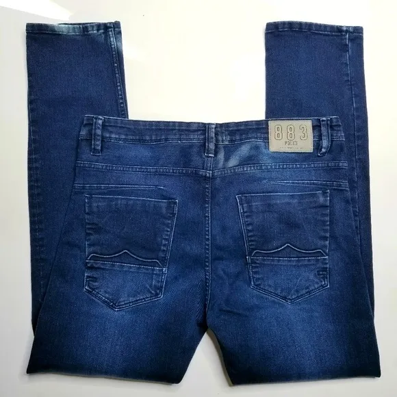 883 police milano dark wash tapered slim jeans