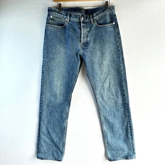 APC A.P.C. Petit Standard Mens Jeans 31x26 Light Wash Selvedge Denim Button Fly