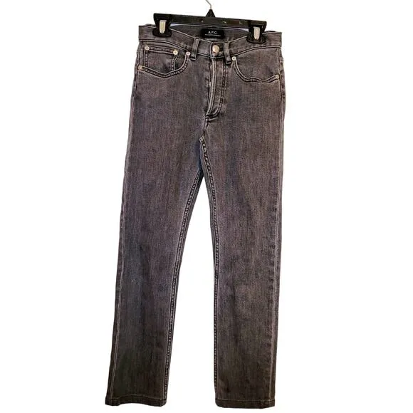 APC mens grey petite new standard straight leg button fly jeans size 24