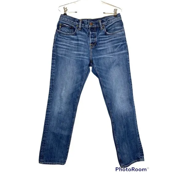 Abercrombie & Fitch Men Sz 31x30 Slim Straight Jean Button Fly Med Wash Y2K