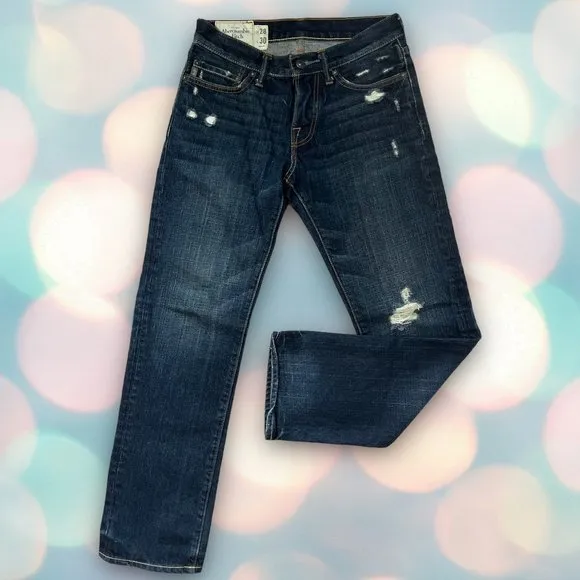 Abercrombie & Fitch Men’s Distressed Slim Straight Denim Jeans Size 28x30