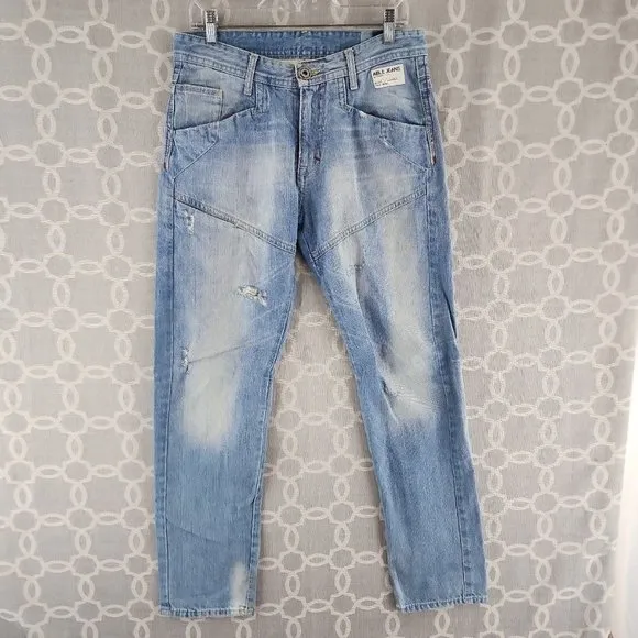 Able Jeans Slim Light Wash Distressed Men's Jeans 32x32