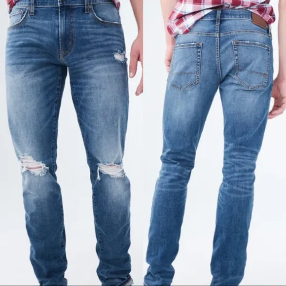Aeropostale Destroyed Skinny Jeans Blue 28 x 30