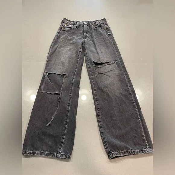 Aeropostale Low Rise Skater Jeans Womens Distressed Dark Wash Denim Size 0 Reg