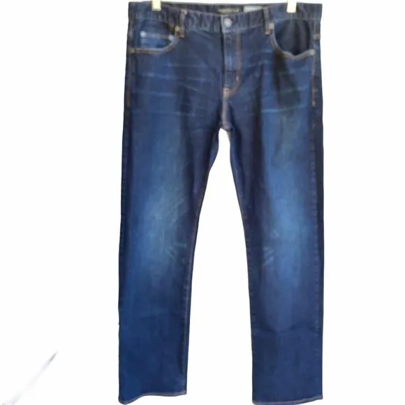 Aeropostale Mens Jeans Slim Straight Distressed 36x32 Actual 37x31 Dark Wash