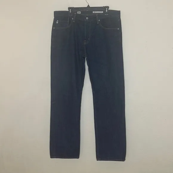 AG ADRIANO GOLDSCHMIED The Protege Men's Blue Dark Wash Straight Leg Jeans 38x34