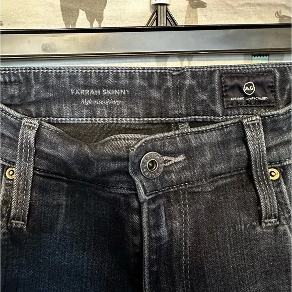 AG Adriano Goldschmied Jeans Farrah High Rise Skinny Dark Blue Denim Skinny