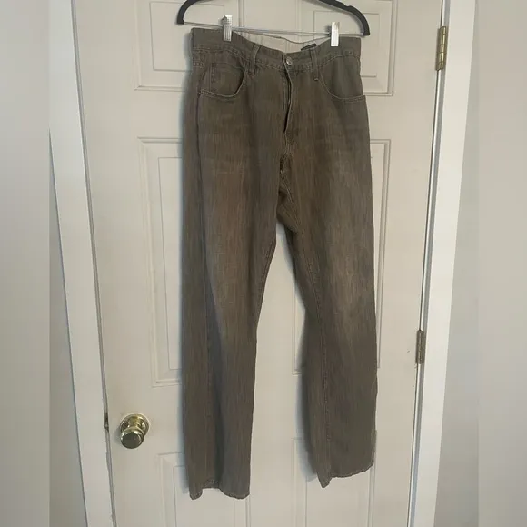 Agave Pragmatist Flax Denim olive Classic Straight Jeans Sz 33x33
