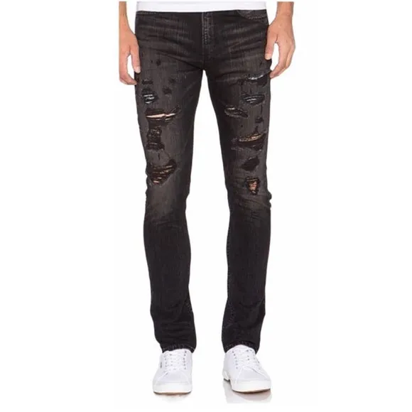 New Agolde Men's Skinny Distressed Ripped Black Liverpool Jeans Size 31
          
      NWT