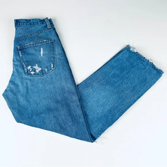 Agolde Women's 90s Jean Made In USA Distressed Blue Jeans Size 24