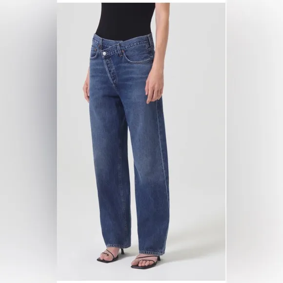 Agolde criss cross blue jeans