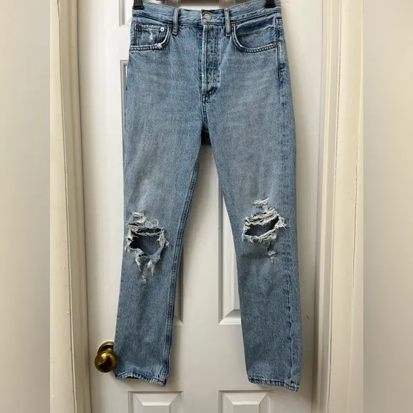 AGOLDE Jamie High-rise Classic Distressed Premium Denim Jeans Button Fly Size 24
