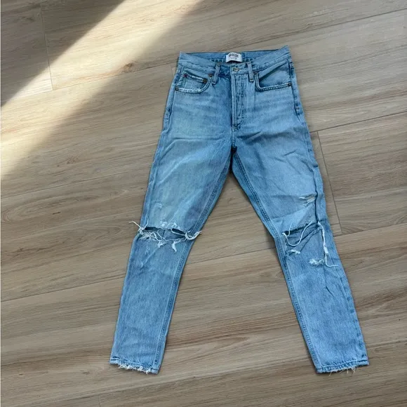 Agolde Light Blue Distressed Men Jeans