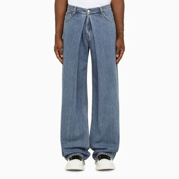 Alexander Mcqueen Blue Washed Jeans With Pleats
          
      NWT
