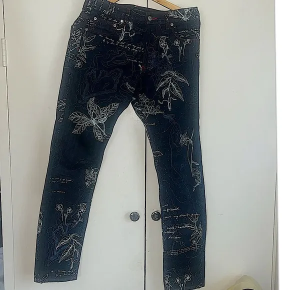 Authentic Vintage McQueen Embroidered Poetic Writing Archive Denim