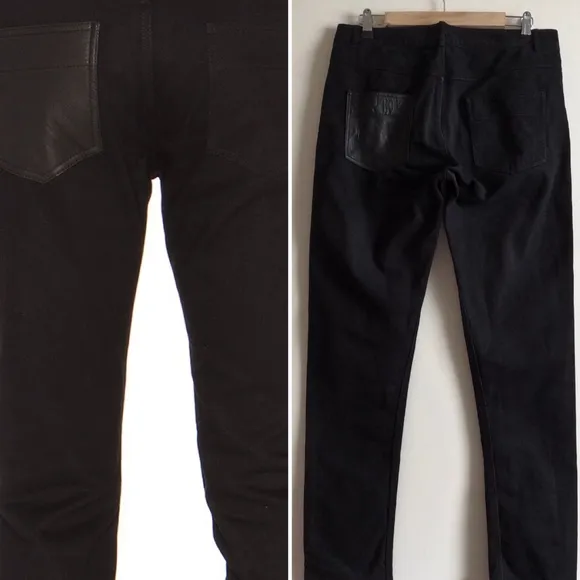 Revolve Alexander Wang T Mens 33 Black Cotton Lambskin Leather Back Pocket Jeans