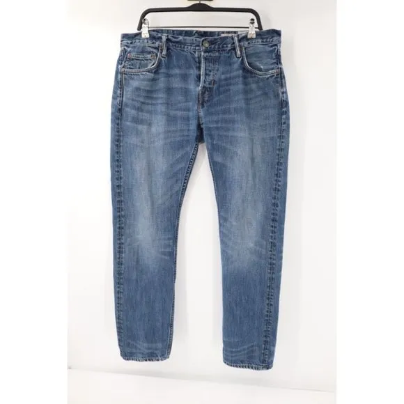 All Saints Jeans Mens 36 38x31 Iggy Slim Fit Cotton Button Fly Denim blue