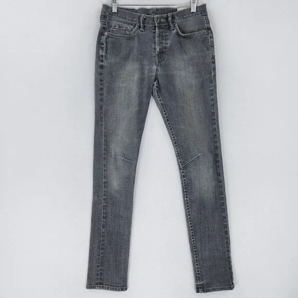 All Saints Jeans Mens 29X30 Gray Camino Cigarette Button Fly Stretch Moto Denim