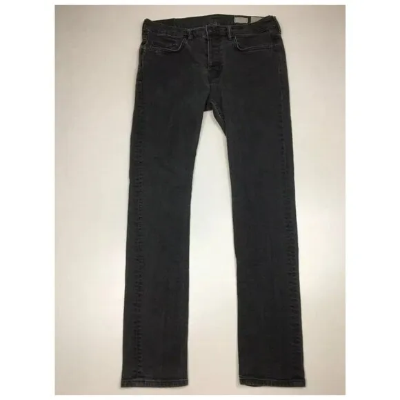 ALL SAINTS Dark Gray RAZOR Button Fly 5 pocket Logo Button Slim Fit Skinny Jeans