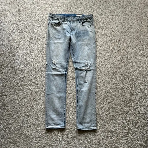 All Saints Blue Slim Fit Jeans Distressed Denim