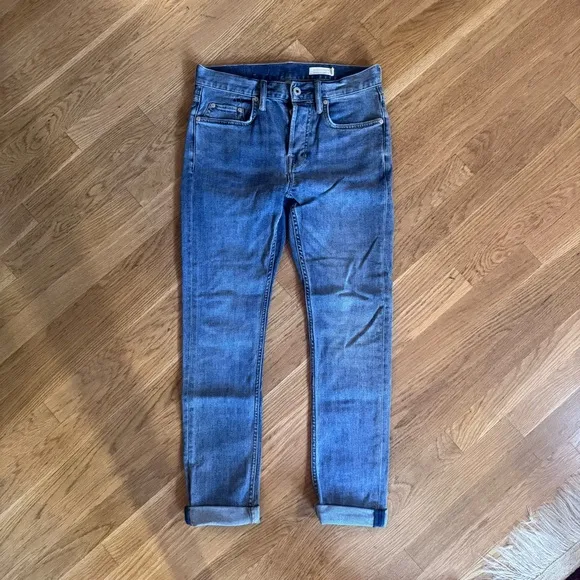 All Saints Blue Cigarette Skinny Jeans with Natural Fading