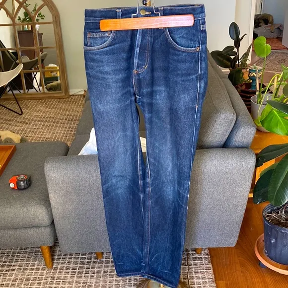 American Apparel Size 28 Dark Blue Jeans Button Fly Closure High Waisted