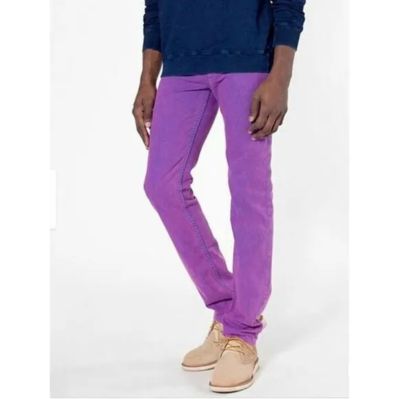 American Apparel Sz 26 Men's Slim Fit Purple Worn Look Straight Leg Jeans
          
      NWT