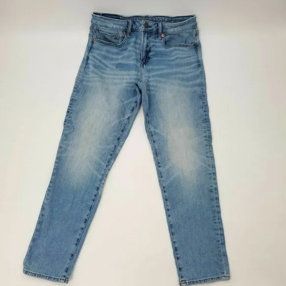 American Eagle Outfitters Mens Blue Regular Fit Denim Straight Jeans Size 31X32